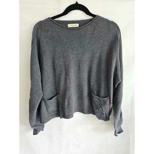 Alexandre Laurent Paris Gray Knit Sweater Italian Made Oversized Pocket Pullover